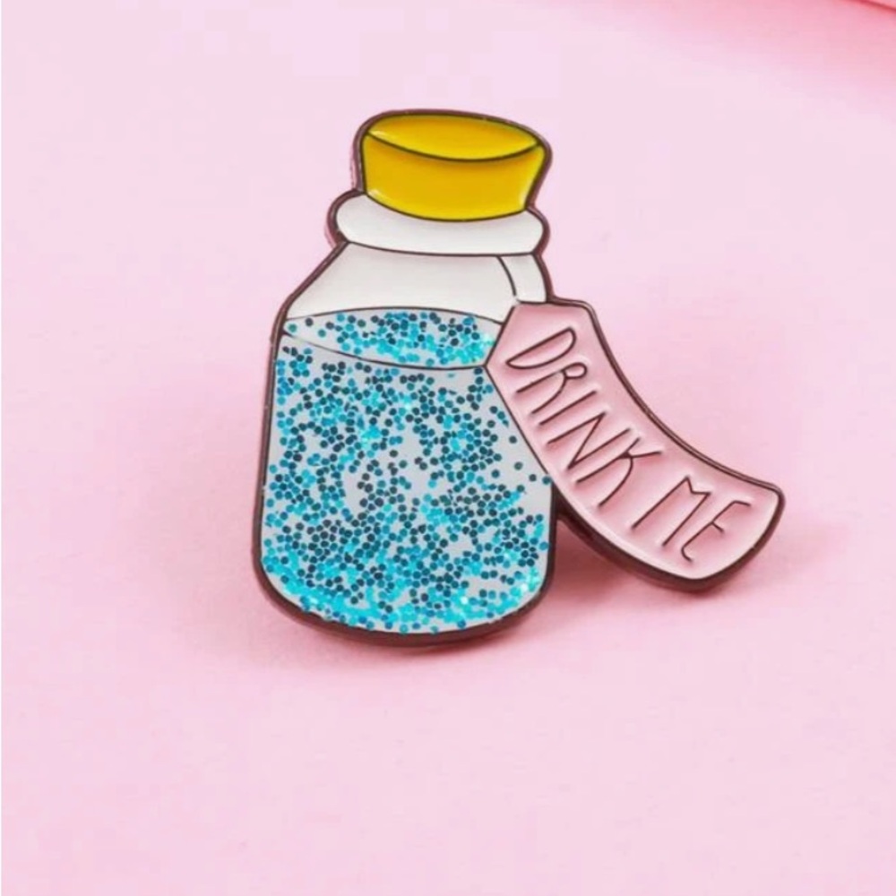 Drink Me Alice in Wonderland Enamel Pin
